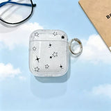 Yeknu  Minimalist black and white star transparent headphone case protective cover, transparent strap with portable keychain ring