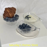 Yeknu  Retro Pear-shaped Glass Bowl Sauce Glass Dish Bowl  Japanese Food Dish Dipping Glass Transparent Glass Plate Jewelry Tray