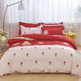 Yeknu  Single duvet cover Printed red quilt cover Thickened plant-cashmere cartoon multicolored bed cover 220x240 double bedding