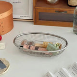 Yeknu  Stainless Steel Oval Vegetable Washing Basket, Drain Basket  Fruit Snack Basket Plate Mesh Frame, mesh screen, kitchen quick