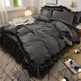 Yeknu  Comfotable Princess Bedding Sets Luxury Bed Skirt Sheet Pillowcase Cute Girl Duvet Cover 4 Pcs Bedding Set Bedroom Decoration
