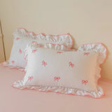 Yeknu  3 Piece Sheet Set bowknot embroidery Quilt cover Set  comfortable embroidery  Bedding Set Bedspread for All Season