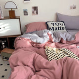 Yeknu  New Washed Cotton Single Quilt Cover Solid Color Double Duvet Cover Skin Friendly and Comfortable Bedding 150x200 180x220