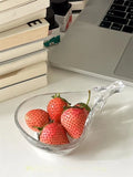 Yeknu  Retro Pear-shaped Glass Bowl Sauce Glass Dish Bowl  Japanese Food Dish Dipping Glass Transparent Glass Plate Jewelry Tray