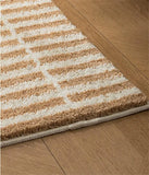 Yeknu  Striped Long Plaid Tufted Rug Memories Flocking Carpet Floor Anti Slip Doormat  Bathmat Bedside Rug  Bedroom Cloakroom Bathroom