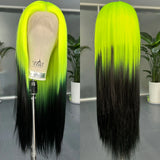 Yeknu  Long Pink Ombre Wig  Body Wave Synthetic Hair Middle Part 13X4 Curly Wavy Light Pink Highlight Gradient Colored Wigs for Women