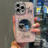 Yeknu  Holographic Heart Silicone Phone Case For iPhone 17 ProMax 17 15 16 13 14 12 Air 11 Case Funda Sparkling Rhinestone Camera Frame