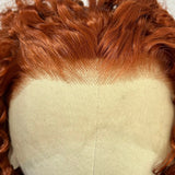 Yeknu  Ginger Curly Wigs for Women Reddish Brown Afro Curly Syntheitc Hair Free Part Pre Plucked Hairline Copper Long Kinky Curly Hair