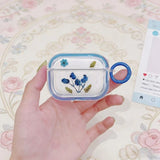 Yeknu  Cute dried flower transparent headphone case protective cover with circular ring and shock-absorbing protective cover