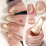 Yeknu  10ml Super Shining Reflective Cat Magnetic Gel Ultra Shine Glitter Red Silver Soak Off UV LED Gel Nail Art Varnish