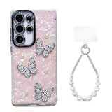 Yeknu  Butterfly Pearl Silicone Phone Case For Samsung S25 Ultra S24 Ultra A56 A55 A17 A07 A36 S23 FE A16 A15 A06 S24 FE Cover Funda