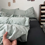Yeknu  Ins Nordic Bedding Set Plaid Striped Duvet Cover Set Soft Flat Sheets Set 2 Pillowcases Single Twin Full Queen Size Simple Style