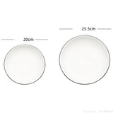 Yeknu  white tableware black edge ceramic household kitchen supplies sushi fruit salad dessert steak plates western plate