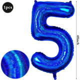 Yeknu  40Inch Navy Blue Number Balloons 0-9 Helium Balloon Laser Dark Blue Figure Golob Birthday Wedding Graduation Decoration Supplies