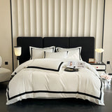 Yeknu  Luxury Hotel Bedding Sets Thick Brushed Bed Sheets White Duvet Cover Set Pillowcase Four Piece Fully Enclosed for Home Gift