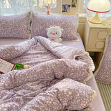 Yeknu  Princess Bedding Set Ruffle Lace Quilt Cover Romantic Bedclothes Woman Girls Home Decor Duvet Cover Set Korean Style Floral