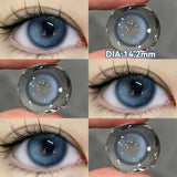 Yeknu   Pair Halloween Contact Lenses Beauty Eye Color Lenses Cosplay Pupils Myopia Lens with Prescription Natural Blue Lens
