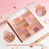 Yeknu  25 Color Eyeshadow Palette Waterproof Matte Glitter Long Lasting Blendable Multi Look Day Night Party Makeup