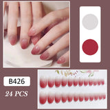 Yeknu  24Pcs Nude Pink False Nail Short Round Style Girl Nail Art Patch Stick on Finger Fake Nail Nude Color Warm Summer false nail