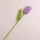 Yeknu  Tulip Artificial Flowers Handmade Crocheted Bouquet Eternal Flowers Birthday Gift for Girlfriend Living Room Decor Faux Fur F...