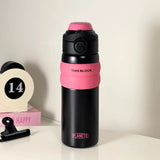 Yeknu  550ml Fashon Stainless Steel 316 Vacuum Flask With Straw Portable Outdoor Sport Cute Girl Student Thermos Mug Travel Tumbler