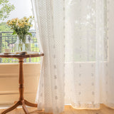 Yeknu  White Voile Sheer Curtains for Living Room Pompom Window Drapes Rod Pocket Party Wedding Decor Valance Door Curtains Net Panels