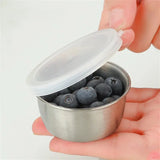 Yeknu  304 Stainless Steel Sauce Seasoning Container 40ml Sauce Cup Silicone Cover Leak-proof Salad Dipping Dish Small Storage Box