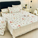 Yeknu  New Cartoon Jacquard Ice Doudou Soft Mat 3-piece Set Household Washable Machine Wash Bed Skirt Air Conditioning Soft Mat