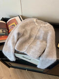 Yeknu  Women Grey Cat Pattern Knit Pullover Sweater Harajuku Vintage Loose Y2k O-Neck Long Sleeves Sweater 2000s Cutecore Clothes