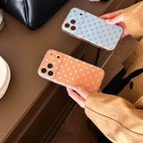 Yeknu  New fashion blue polka dot orange 17ProMax phone case for iPhone 14 15 16 17 Pro Max 13 17air cases lens protective cover soft