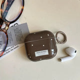 Yeknu  Coffee Brown Polka Dot Label Suitable For Airpodspro2 Headphone Cover Apple Airpods4 Anti Drop Protective Cover