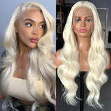 Yeknu  Long Wavy White Blonde Hair Synthetic Lace Front Wig for Women Natural Loose Curly Platinum Blonde 13X4 Frontal Wigs for Women