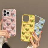 Yeknu  Simple pleated love three-dimensional suitable for Apple 15 mobile phone case iphone16promax new model