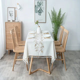 Yeknu  Imitation cotton and linen dustproof tablecloth waterproof and oil-proof dining table embroidery tablecloth rectangle