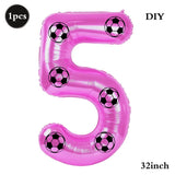 Yeknu  Soccer Birthday Party Decoration Multi Color Number 7 Balloon 32Inch 1 2 3 4 5 6 7 8 9 Digit Football Balloon Large Figure Golob