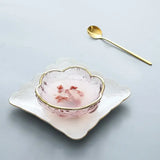 Yeknu  Ice powder bowl creative Japanese bird's nest dessert sugar water white fungus soup tray Phnom Penh cherry blossom glass bowl1Pc