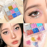Yeknu  9 Color Glitter Eyeshadow Palette High Pigment Gold Shimmer Matte and Sparkle Finish Multi Tones for Daily Glam and Party Looks