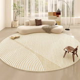Yeknu  Beige Round Large Size Carpet Cream Style Bedroom Carpets Minimalist Lines Home Dedicated Rug Stripe Design Luxury Rugs Alfombra