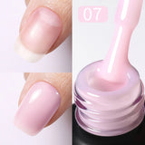 Yeknu  Rubber Base Gel Nail Polish Pink White Base Gel Top Coat Jelly Semi Transparen French Soak Off UV Nail Art Varnish