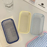 Yeknu  Desktop Storage Basket INS Metal Sundries Organizer Basket Photocard Case Office Stationery Home Supplies Make Up Sorting Holder
