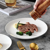 Yeknu  white tableware black edge ceramic household kitchen supplies sushi fruit salad dessert steak plates western plate
