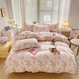 Yeknu Bedding Set 100% Cotton Bed Linen Set Floral Style Bedclothes Skin-friendly Bedsheet Set for Home Duvet Cover Set