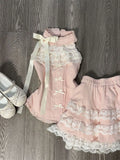 Yeknu  Japanese Sweet Kawaii Elegant 2 Piece Sets Women Y2k Lolita Design Tops + Lace Chic Skirt Female Sexy Korea Style Chic Outfits
