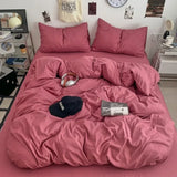 Yeknu  new class A can sleep naked washed cotton solid color sheets student dormitory simple double-spell four-piece bedding