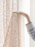 Yeknu  Apricot Polka Dot Korean Cream Style Jacquard Lace Curtains for Living Room Bedroom Girls Room Princess Style