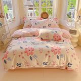 Yeknu  Cotton printing four-piece quilt cover student dormitory single bed sheet bedding three-piece set