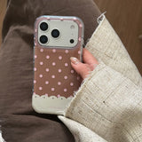 Yeknu  Fashion Cake Pink Brown Polka Dot Phone Case For iPhone 17 air 16 Pro Max Cases 15 14 Promax 13 Vintage Soft Back Cover