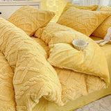 Yeknu  Milk Fleece Single Quilt Set Autumn/winter Thickened Warm Solid Color Duvet Cover 200x230 220x240 Bedding for Double Use
