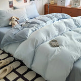 Yeknu  New Duvet Cover Super Soft Pure Color Wash Quilt Cover 4-piece Bedding Set 3-piece Dormitory 180x220 200x230 Skin-friendly