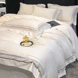 Yeknu  100% Egyptian Cotton Luxury Embroidery Hotel Style Bedding Set Queen King Size Duvet Cover Set Bed Sheet/Fitted Sheet Pillowcase